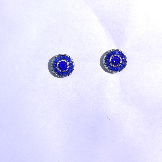 Blue Round Earrings