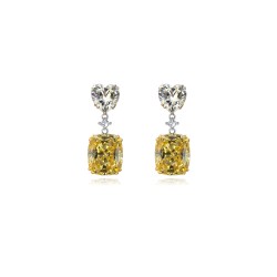 Yellow Heart Stud Earrings