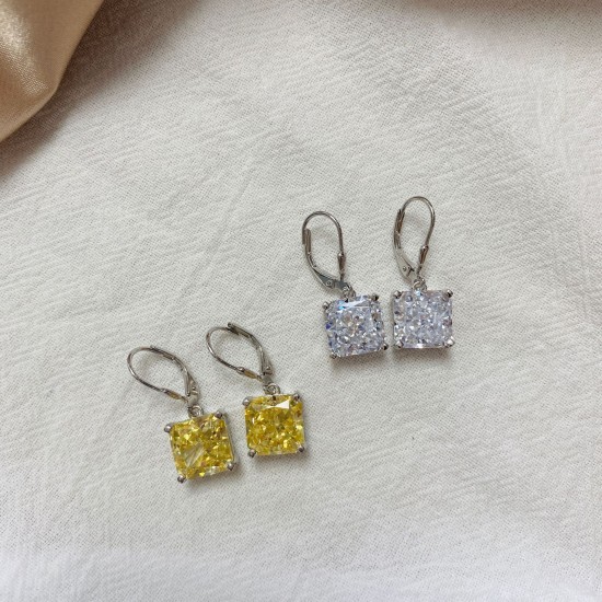 Small square dangle zirconia earrings