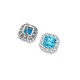 Blue square ice flower cut high carbon diamond earrings