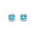 Blue square ice flower cut high carbon diamond earrings