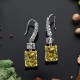 rectangular pendant high ice diamond earrings