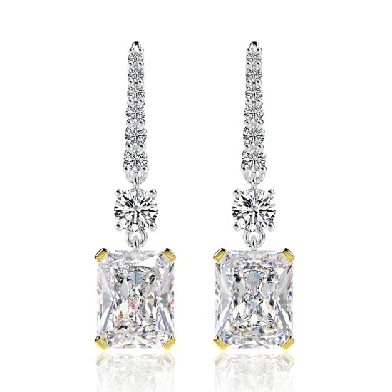 rectangular pendant high ice diamond earrings