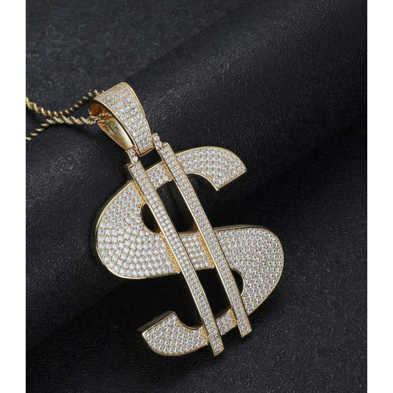 gold plated hiphop money iced out rapper pendant