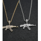 inlay cz diamond hiphot gun pendant