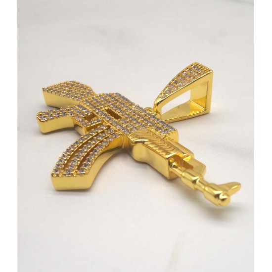 inlay cz diamond hiphot gun pendant