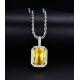 studded cz diamond square pendant