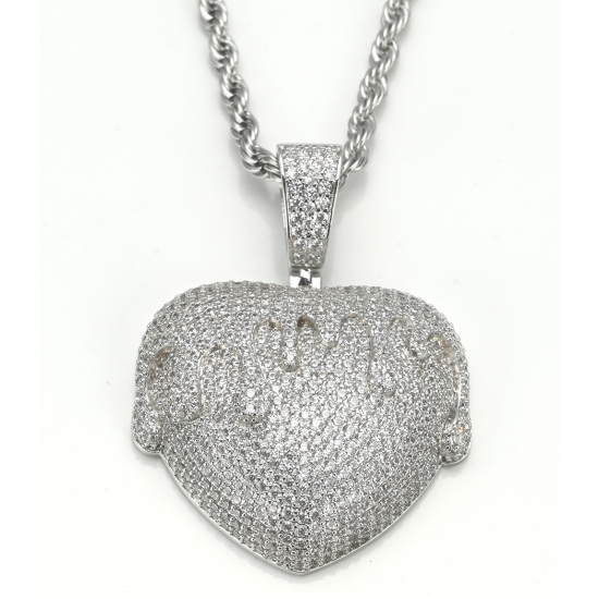 fashion hiphop iced out heart charms pendant