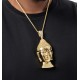 studded cz diamond gold plated Buddha head pendant