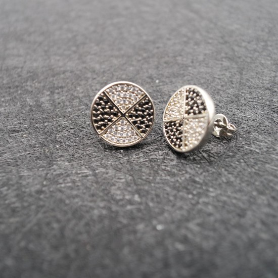 Black and white diamond earrings