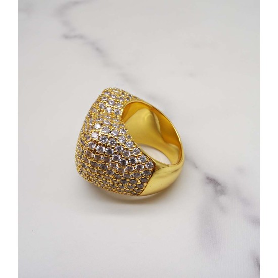 luxury gold plated full studded cz diamond full Love style ring