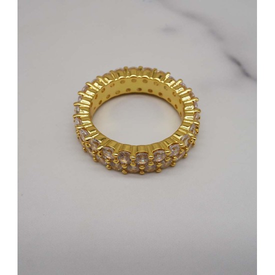 luxury double row gold plated full studded cz diamond ring