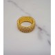 luxury triplex row full studded cz diamond gold plated ring