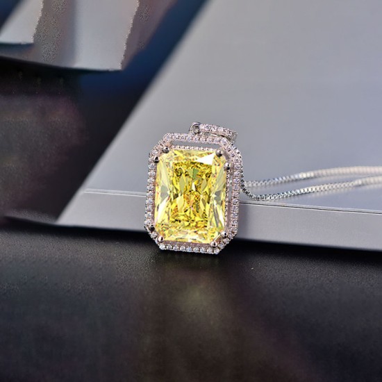 Yellow small octagonal zircon Pendant