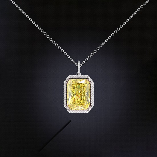 Yellow small octagonal zircon Pendant