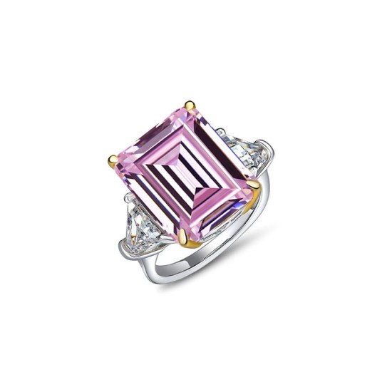 Square Pink Zirconium Ring