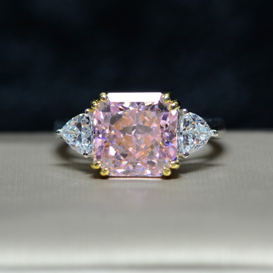 Square Pink Zirconium Ring